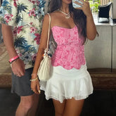 Embroidery Flower Print Corset